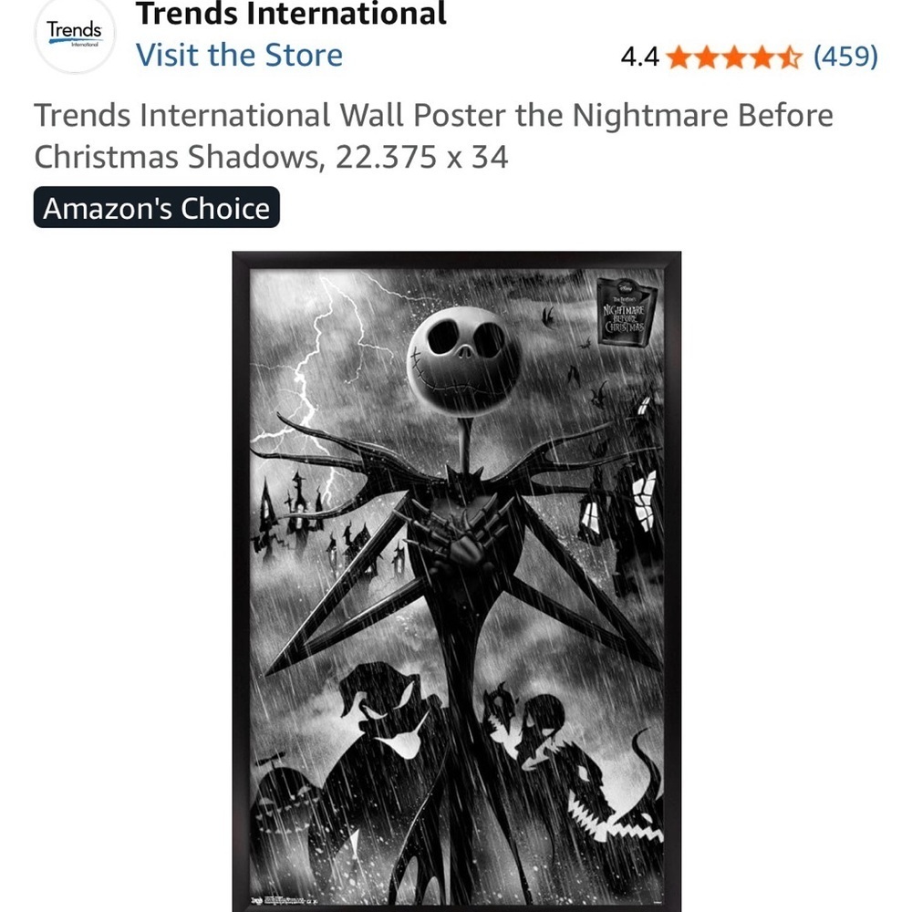 Free with purchase. Wall Poster the Nightmare Before Christmas Shadow
